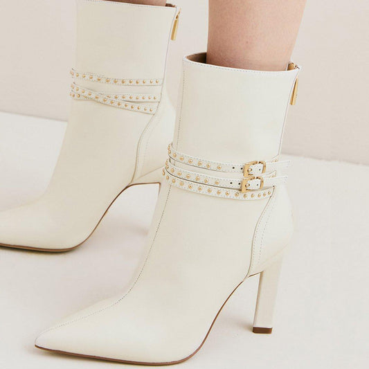 White Simple Boots Formal Ankle Boots