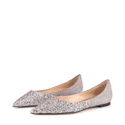 Silver Glitter Trendy Shoes Slip On Pointed Toe Flats for Women