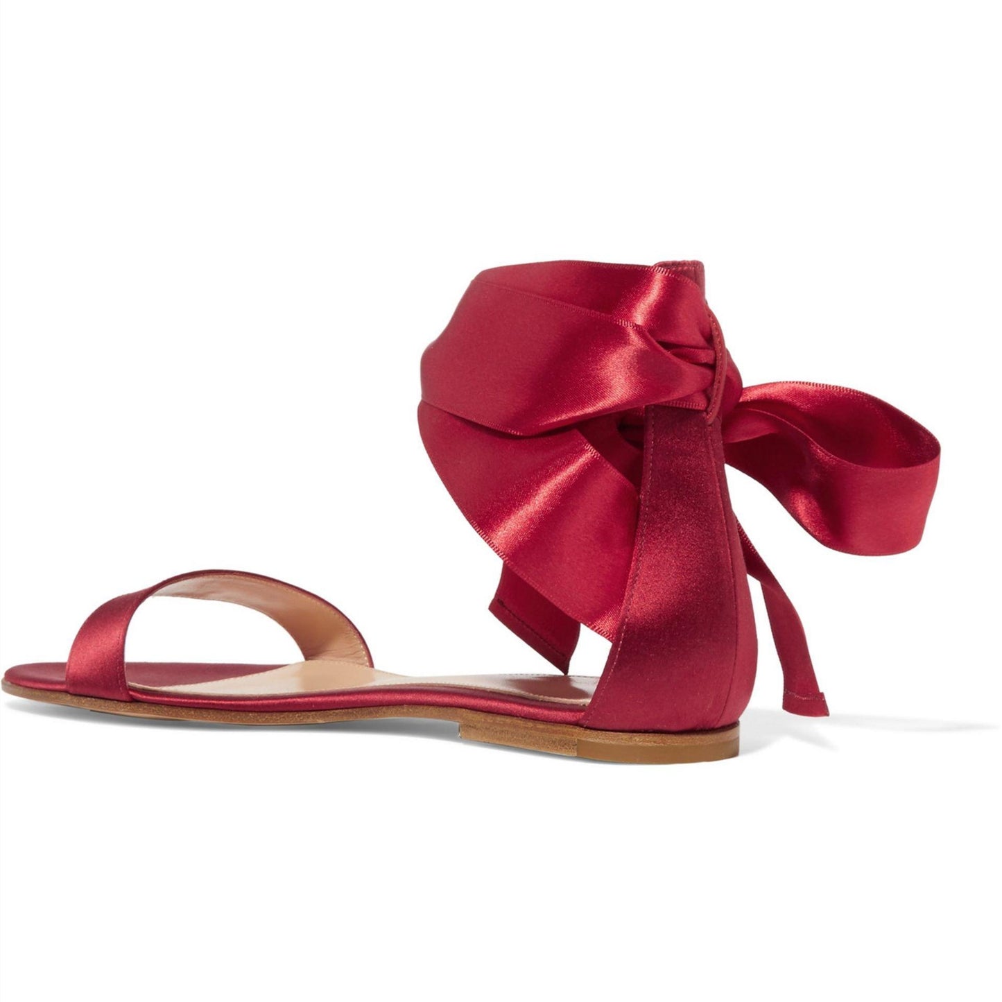 Women's Red Open Toe Strappy Sandals Comfortable Flats