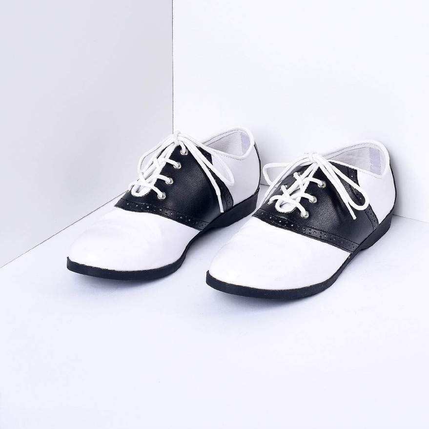 Black and White Women's Oxfords Lace-Up Flats Vintage Shoes
