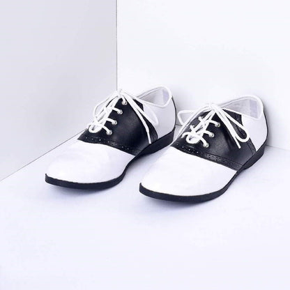Black and White Women's Oxfords Lace-Up Flats Vintage Shoes