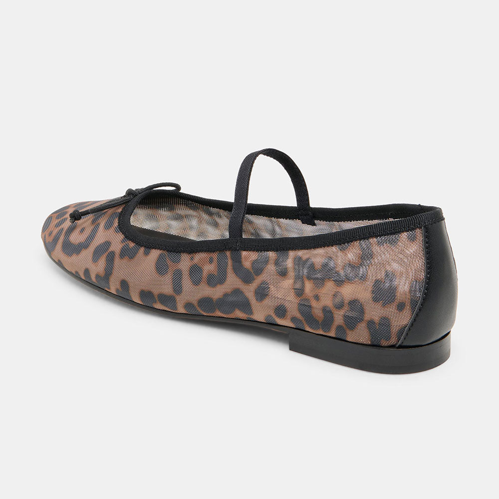 FSJ Casual Leopard Print Round Toe Mesh Flats with Bow Accent