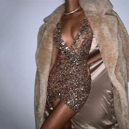 PM507,Sexy Sequined Homecoming Dresses, Champagne Gold Sequin Sparkly Mini Prom Dress, Short Cocktail Dresses