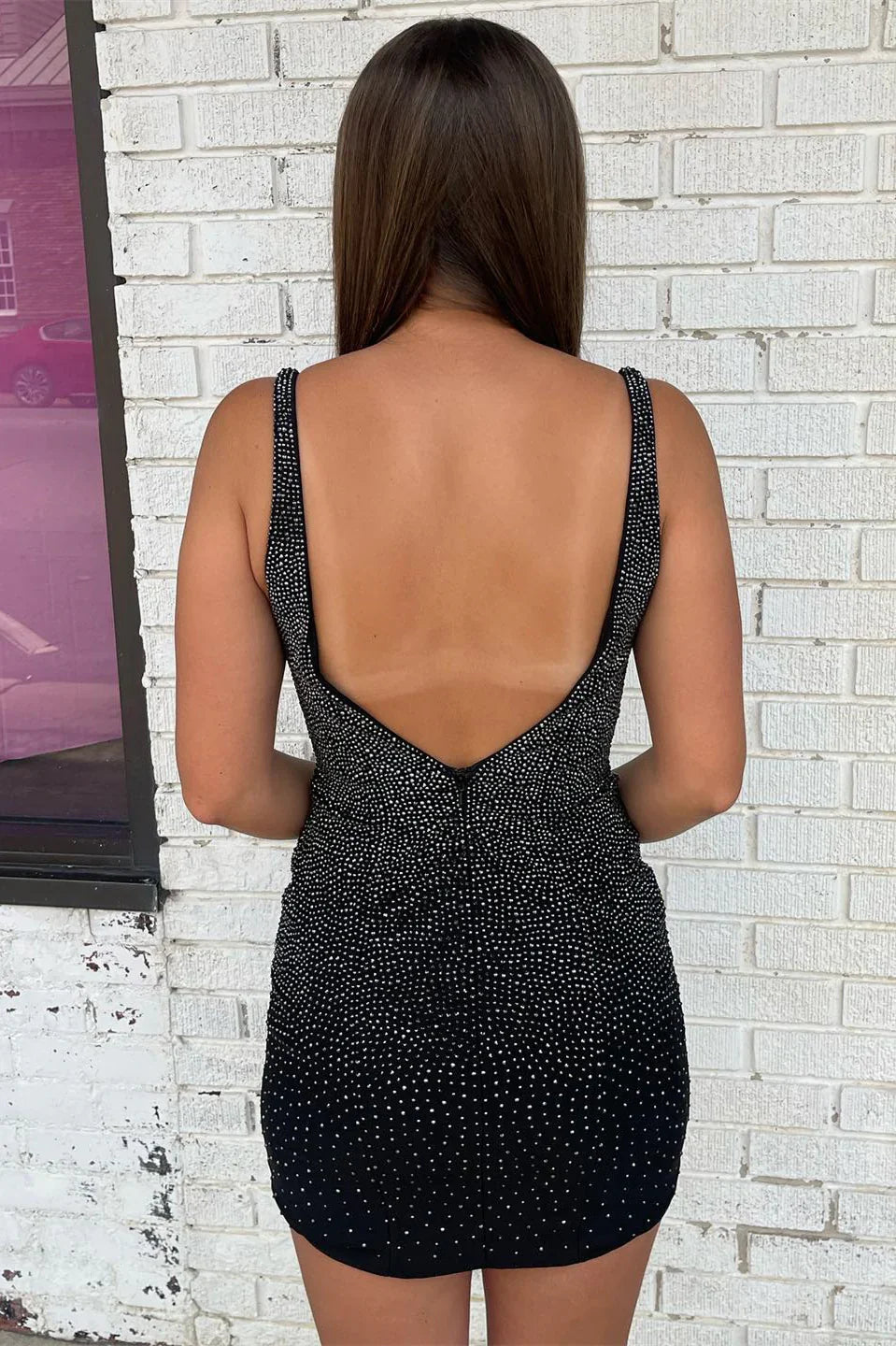 PM511,Sparkle Bodycon Homecoming Dresses, Backless Short Prom Dress