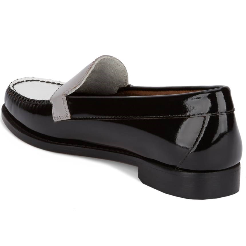 Black and White Loafers for Women Round Toe Comfortable Flats