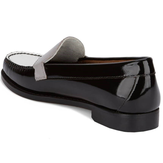 Black and White Loafers for Women Round Toe Comfortable Flats