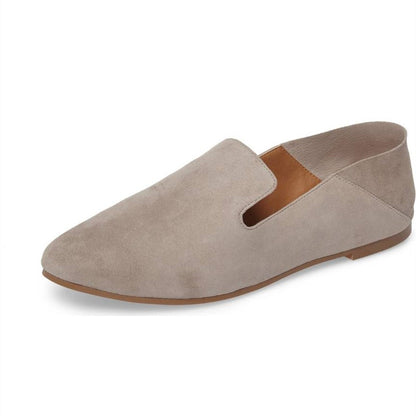 Grey Vegan Suede Flats Loafers for Women