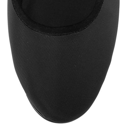 Black Mesh Round Toe Mary Jane Ballet Flats