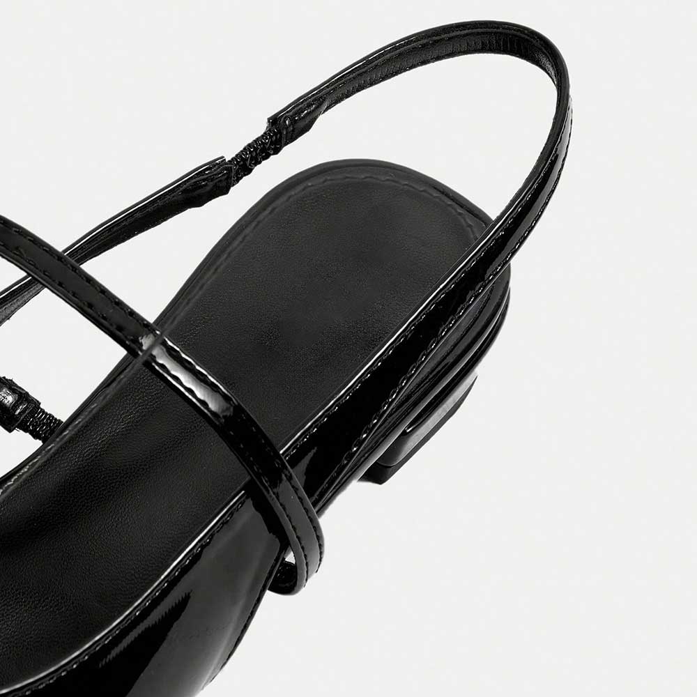 Stylish Black Pointy Toe Women's Dress Flats with Slingback Strap