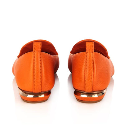 Stylish Orange Pointed Toe Office Flats Women's Loafers by FSJ