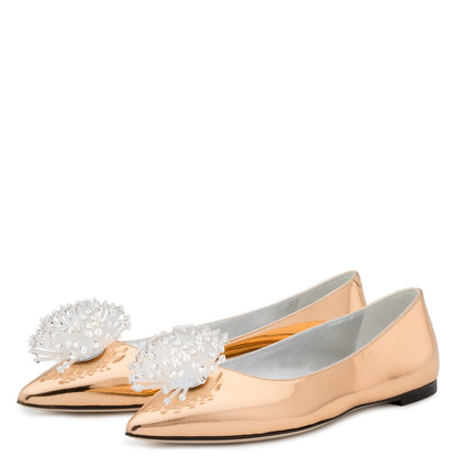 Gold Rhinestone Pointy Toe Flats Comfortable Shoes