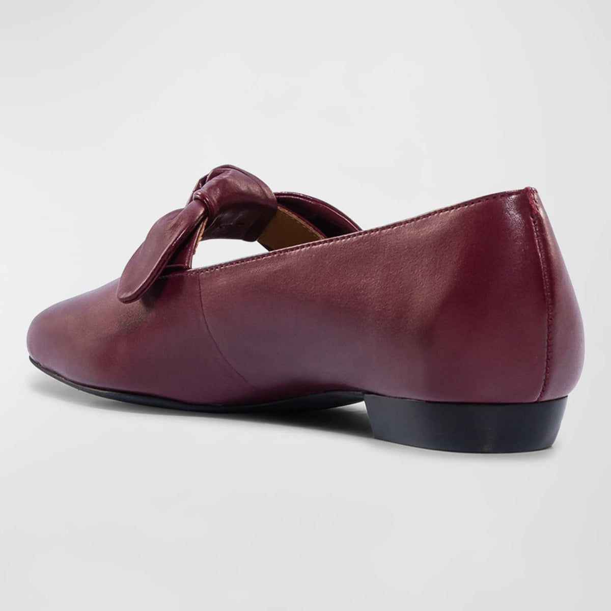 Burgundy Vegan Leather Bow Square Toe Women's Dress Flats