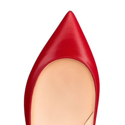 Red Pointed Toe Low-Cut Flats Slip-On Casual Shoes for Women