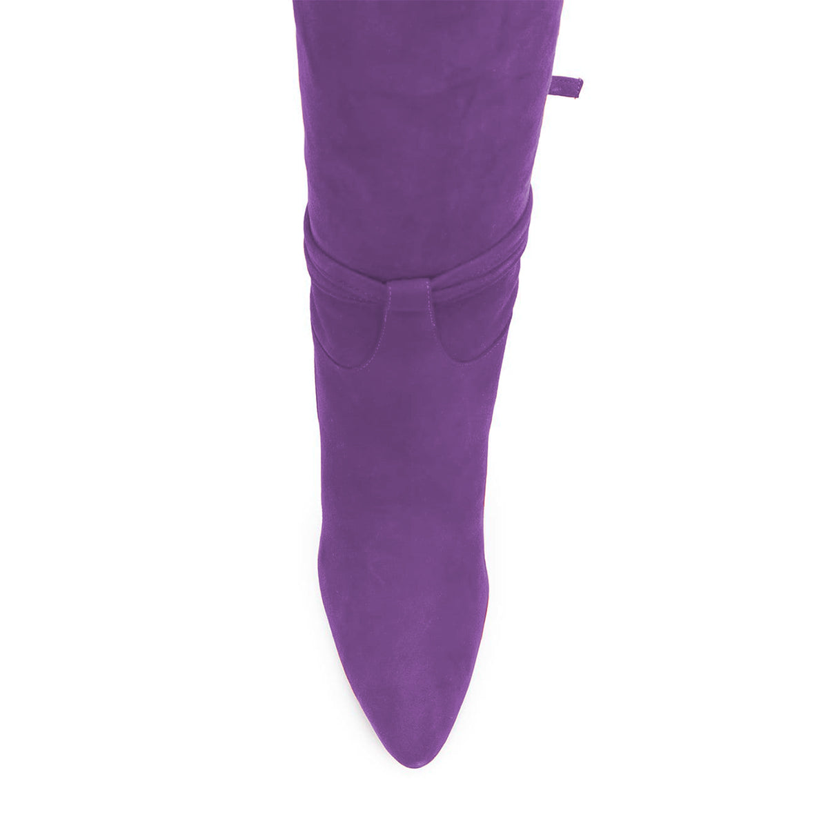 Purple Vegan Suede Ankle Lace-up Chunky Heel Knee High Boots