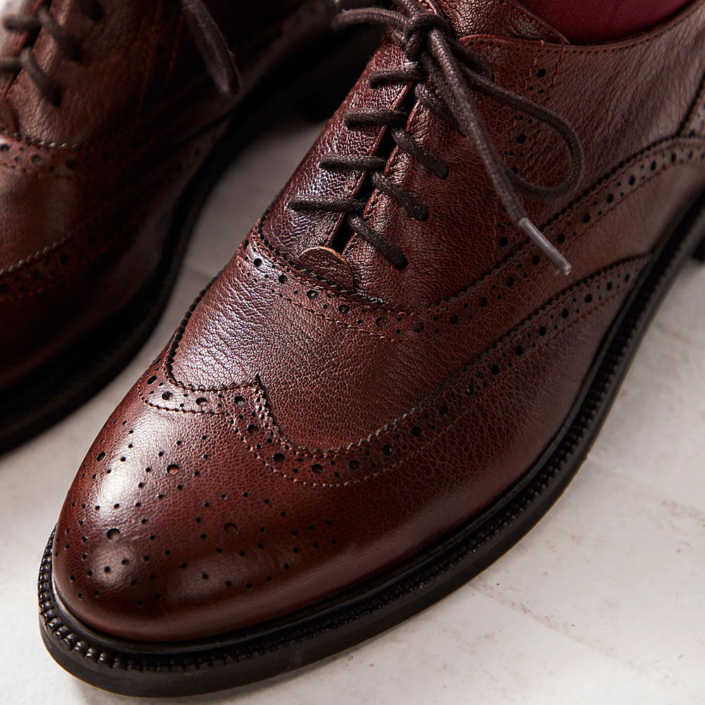 Maroon Vegan Leather Round Toe Cut-Out Lace Up Oxford Flats