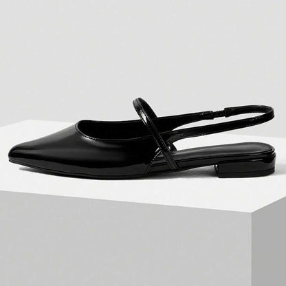 Stylish Black Pointy Toe Women's Dress Flats with Slingback Strap