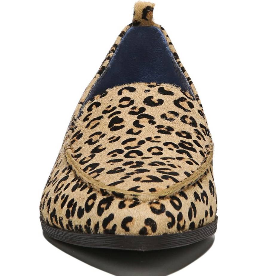 Brown Horse Hair Leopard Print Women's Loafers Comfortable Flats