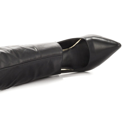 Black Sexy Cut Out Stiletto Heel Knee High Boots with Metal Chains