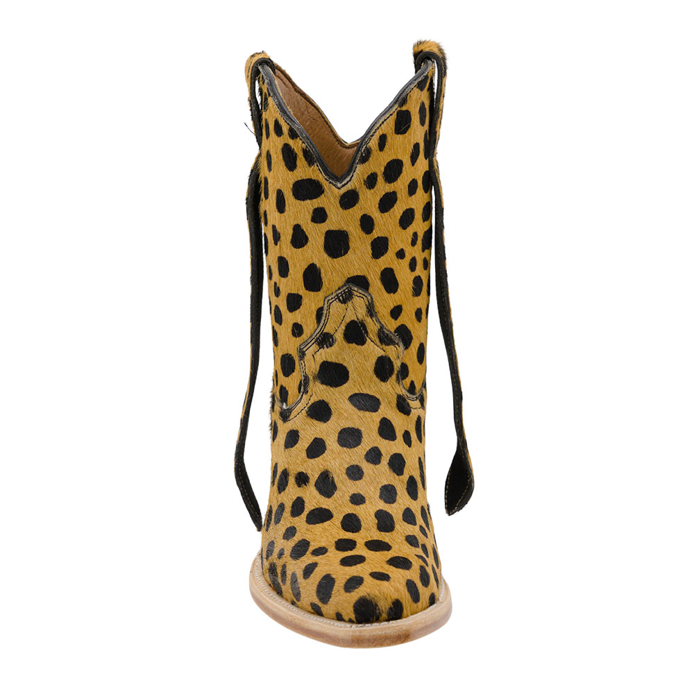 Yellow Faux Suede Snip Toe Polka Dot Short Western Boots for Women