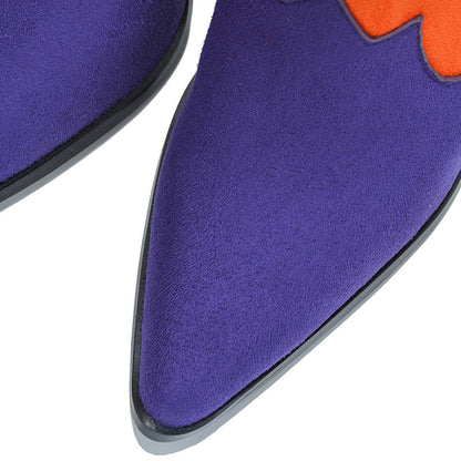 Women's Multicolor Patchwork Fringe Cowgirl Boots with Chunky Heels