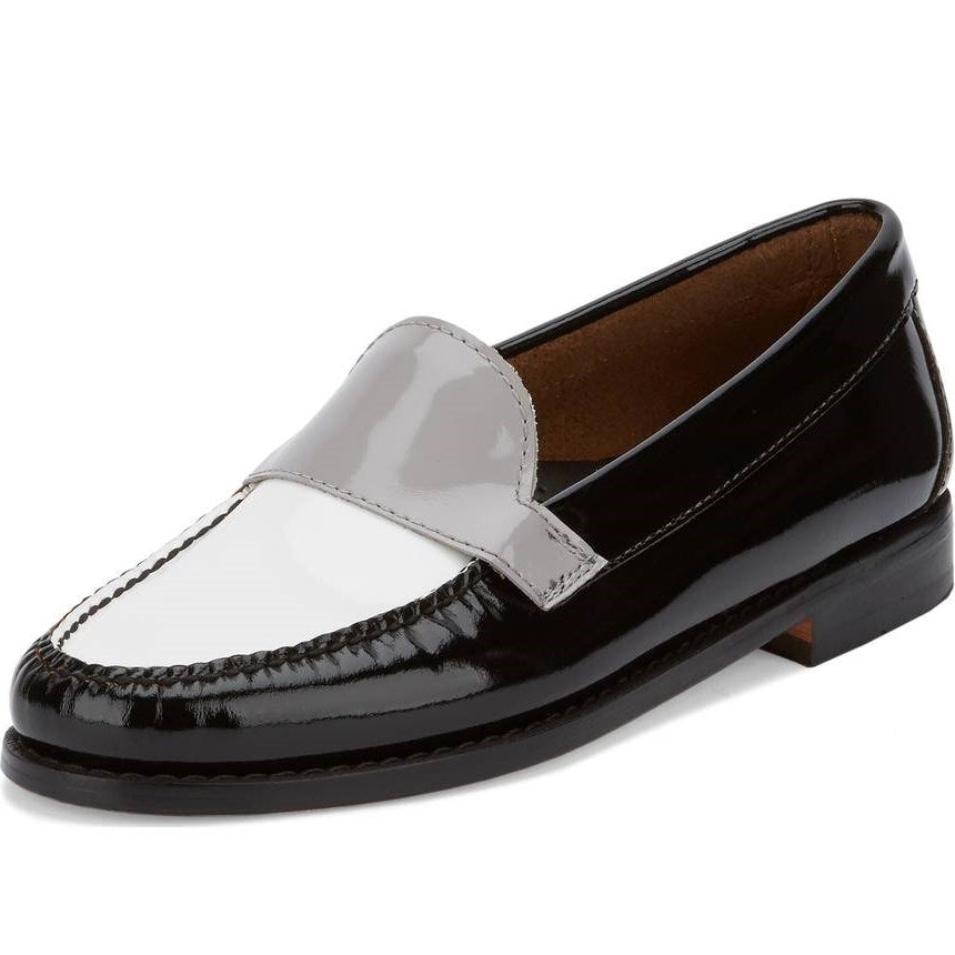 Black and White Loafers for Women Round Toe Comfortable Flats
