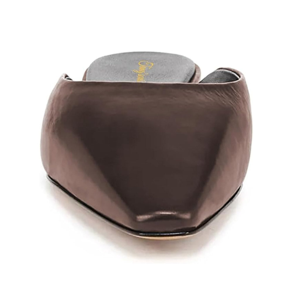 Women's Brown Vegan Leather Pointed Toe Casual Flat Mules