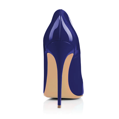 Women's Navy Stiletto Heels Swan Pattern Pointed Toe Office Pumps