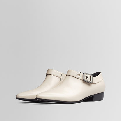 Ivory Pointed Toe Buckle Flats Business Casual Female Shoes