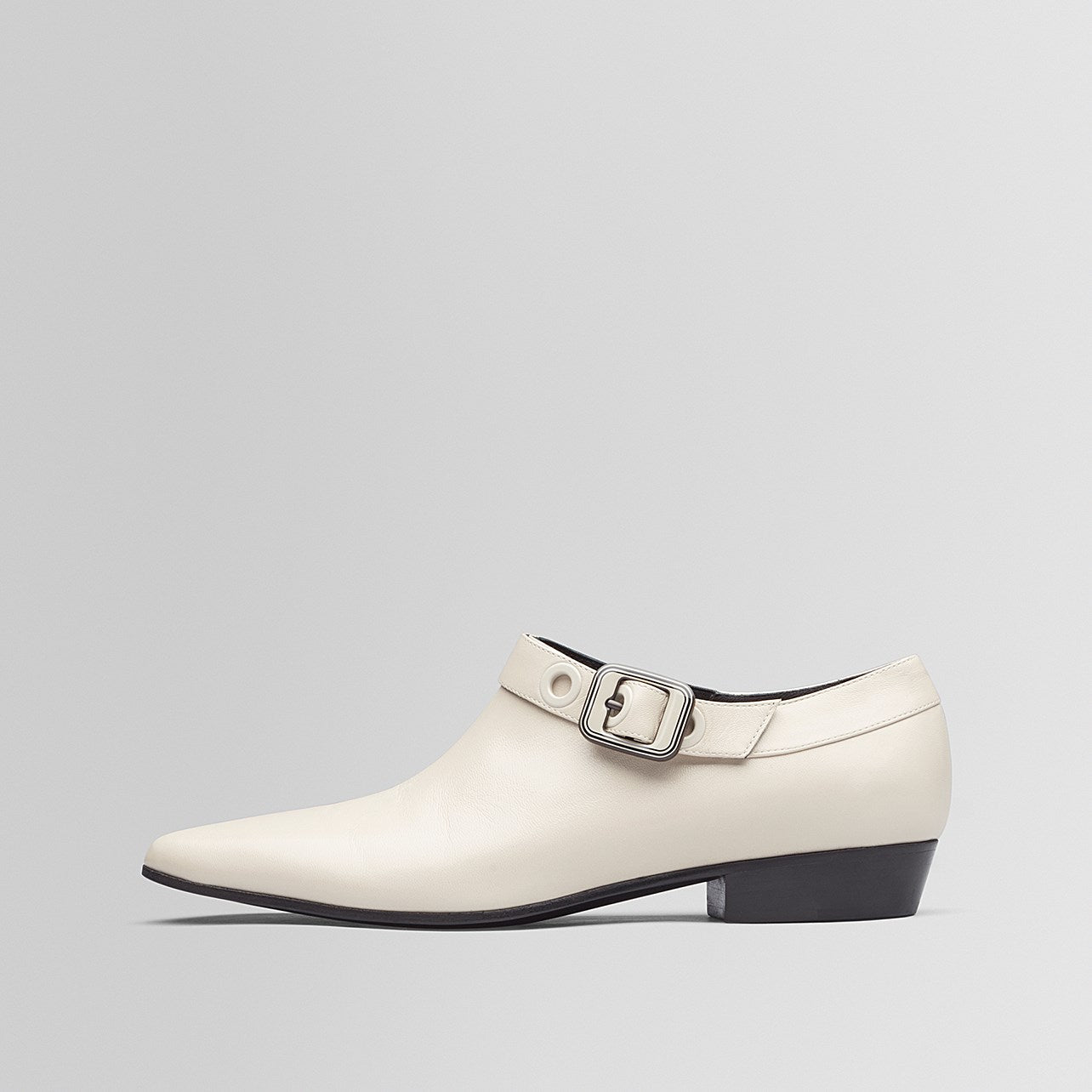 Ivory Pointed Toe Buckle Flats Business Casual Female Shoes