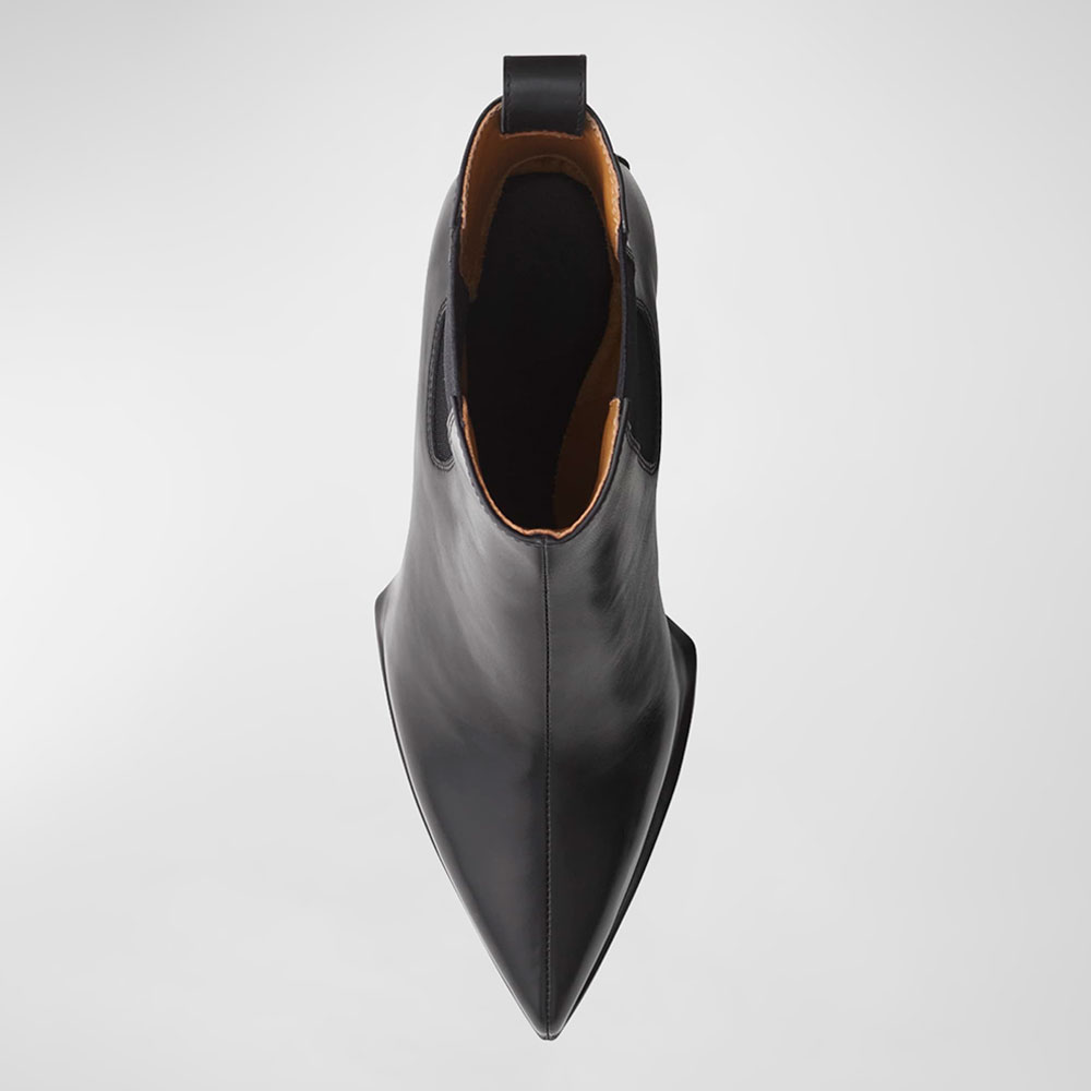 Black Closed Pointed Toe Wedge Heel Chelsea Ankle Boots for Women