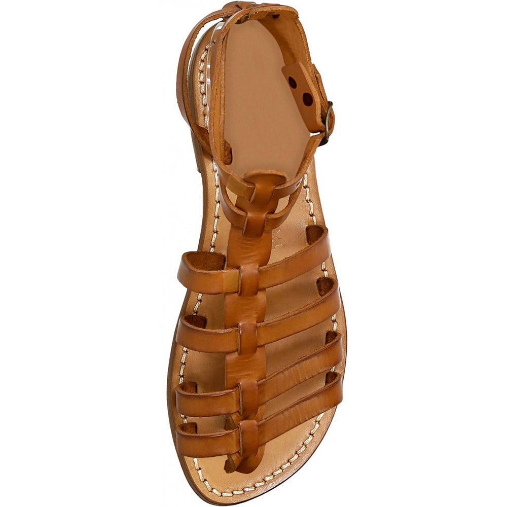 Brown  Strapy Sandals Buckles Flats Gladiator Sandals