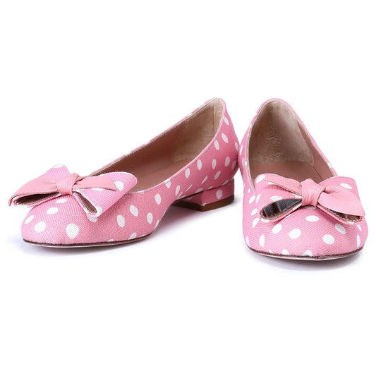 Pink Polka Dots Bow Comfortable Flats