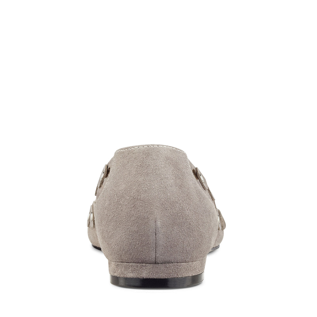 Grey Vegan Suede Hollow Out Studded Pointed Toe Flats for Women