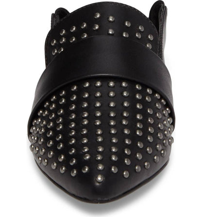 Black Pointed Toe Loafers for Women Comfortable Flats with Studs