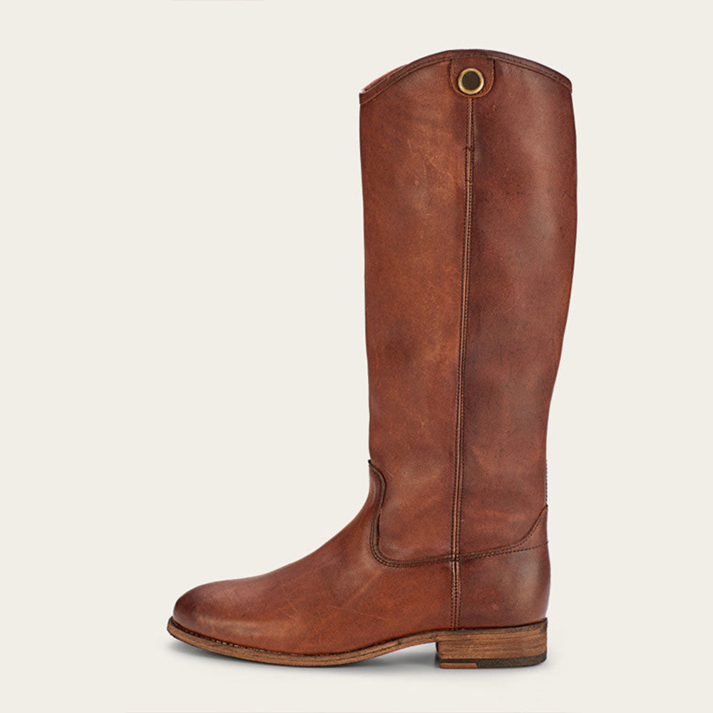 Brown Vegan Leather Round Toe Chunky Heel Wide Calf Knee High Boots