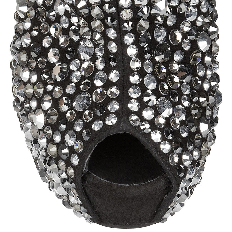 Black Keyhole Ankle Boots Rhinestone Rivets Wedge Platform Booties