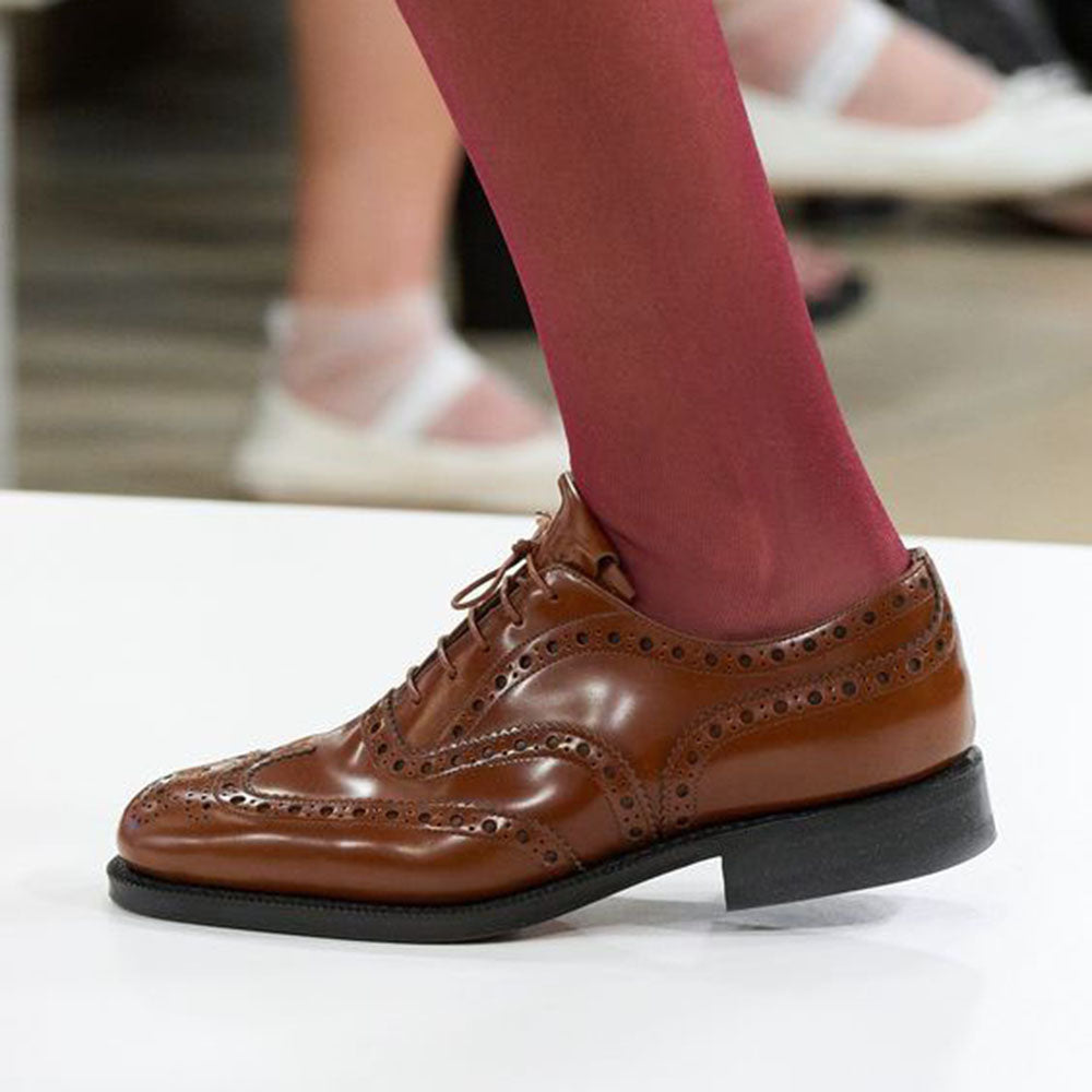 Classic Brown Round Toe Flats Lace Up Oxford Shoes Women