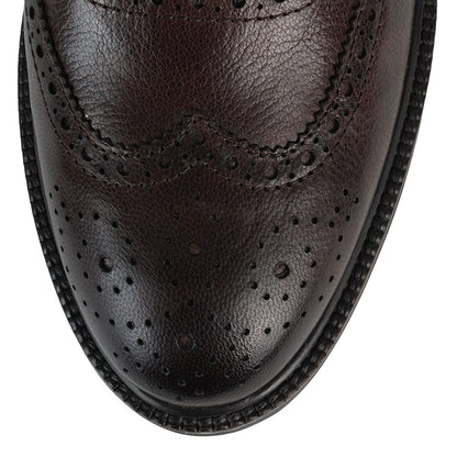 Dark Brown Round Toe Lace Up Vintage Wingtip Flats