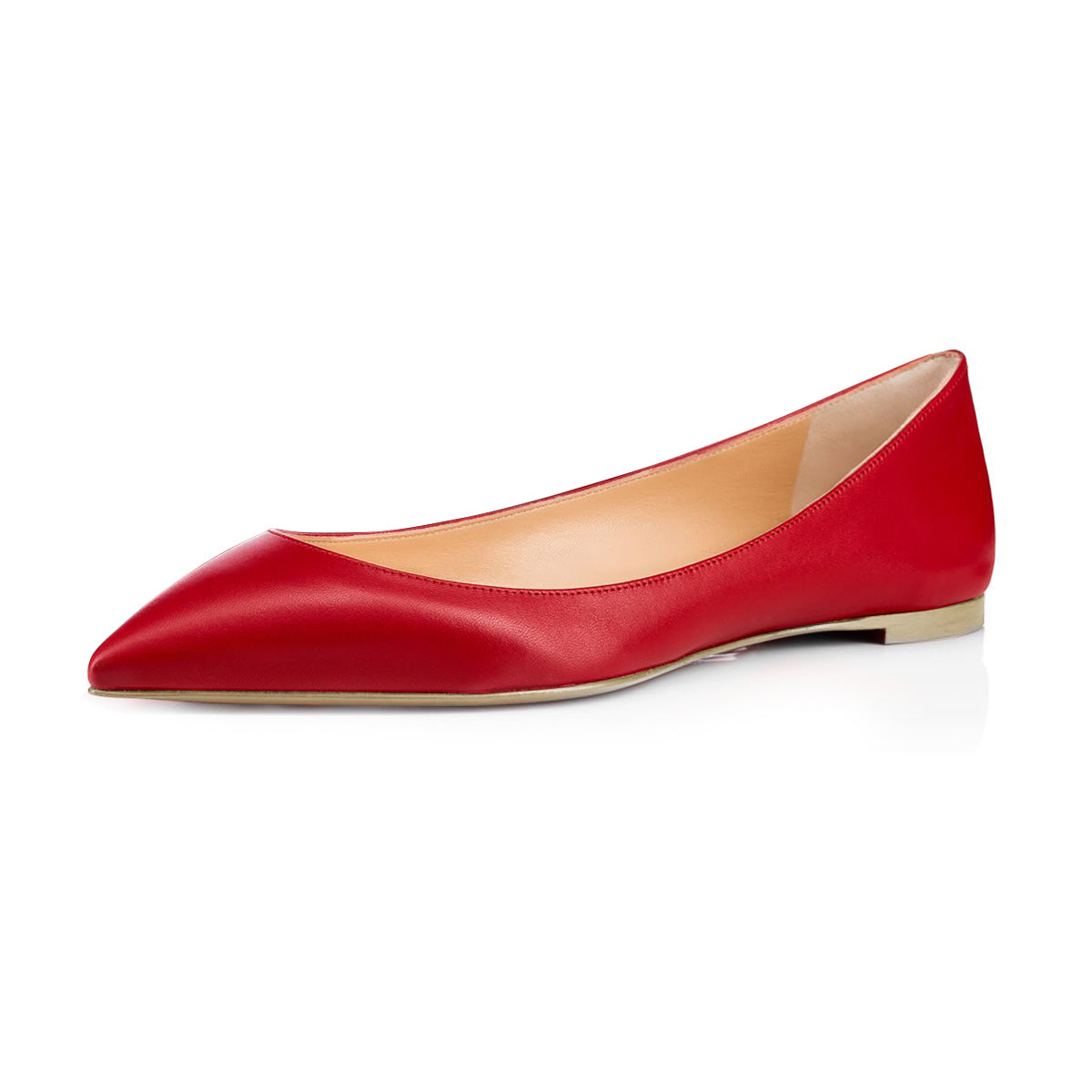 Red Pointed Toe Low-Cut Flats Slip-On Casual Shoes for Women