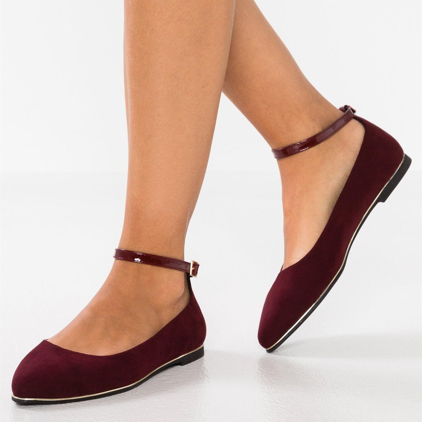 Women's Maroon Flats Vegan Suede Shoes US Size 3-15