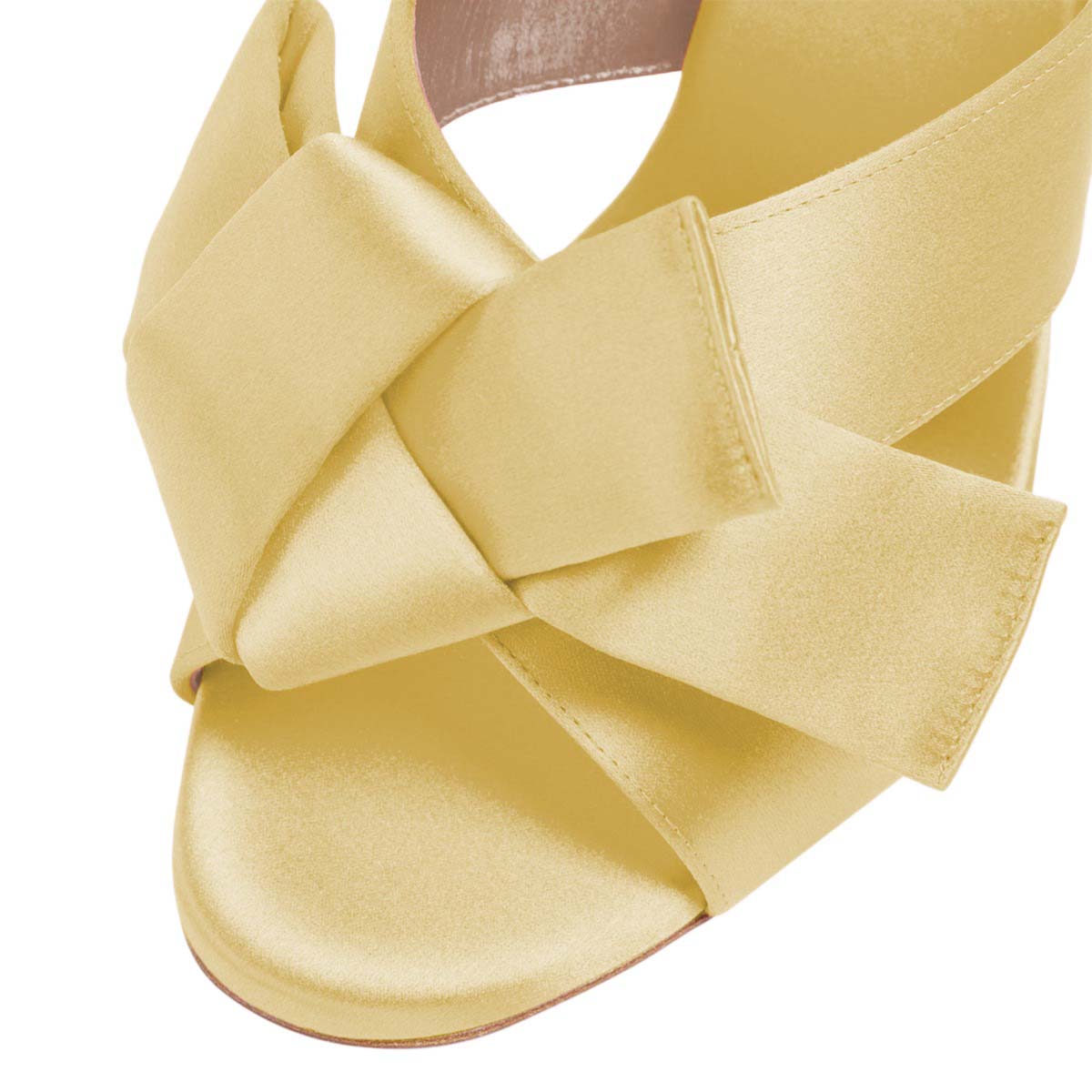Women's Open Round Toe Knotted High Heel Mules in Yellow