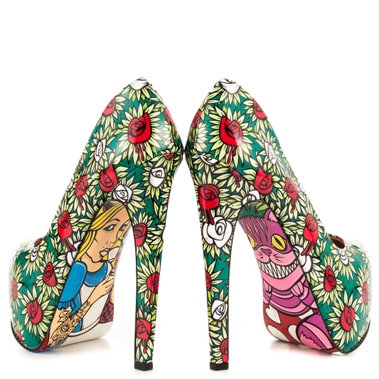 Alice in Wonderland Floral Heels Platform Pumps for Halloween
