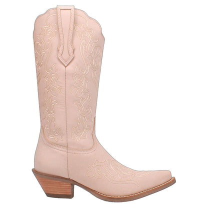 Pink Snip Toe Embroidered Mid-Calf Heeled Cowboy Boots for Women