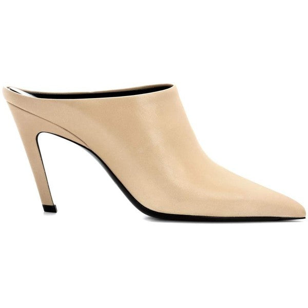 Women's Nude Pointy Toe Stiletto Heels Mules Shoes