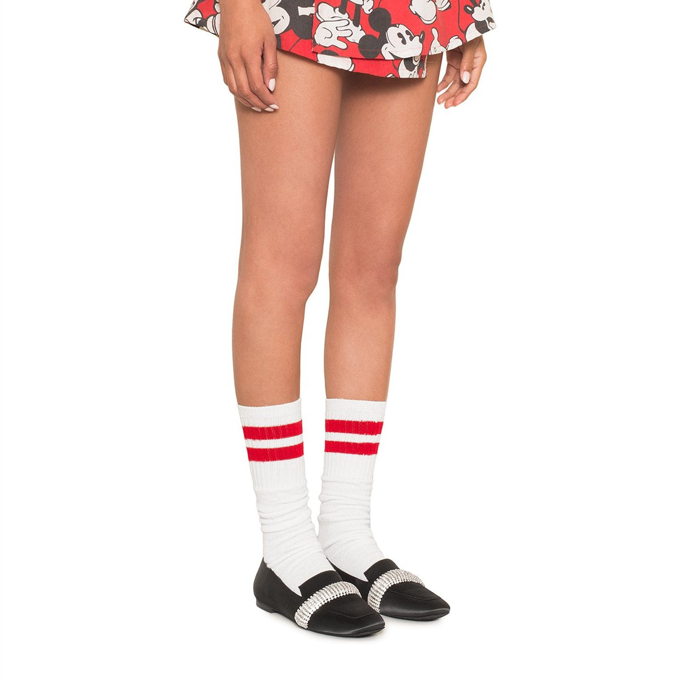 Black Satin Women's Loafers Round Toe Rhinestone Strap Flats