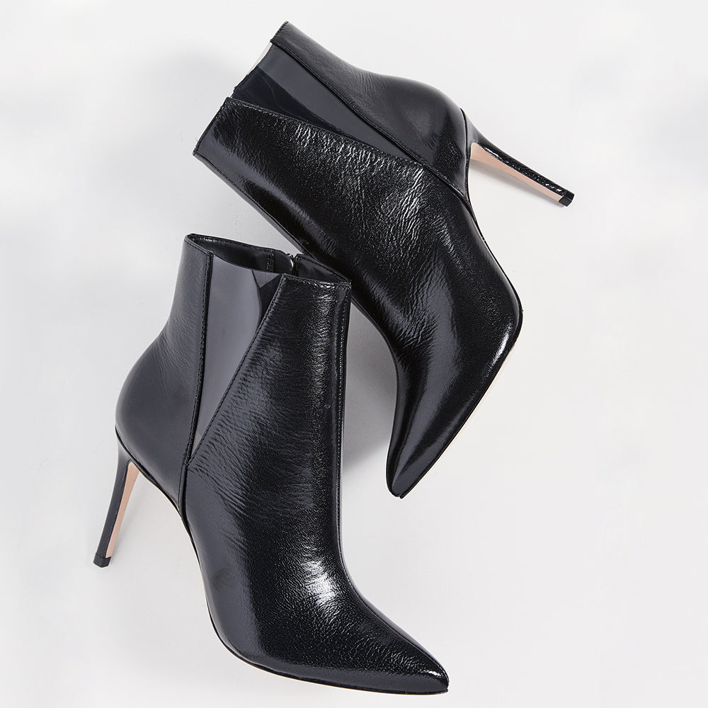 Black Fashion Transparent Stiletto Heel Ankle Boots