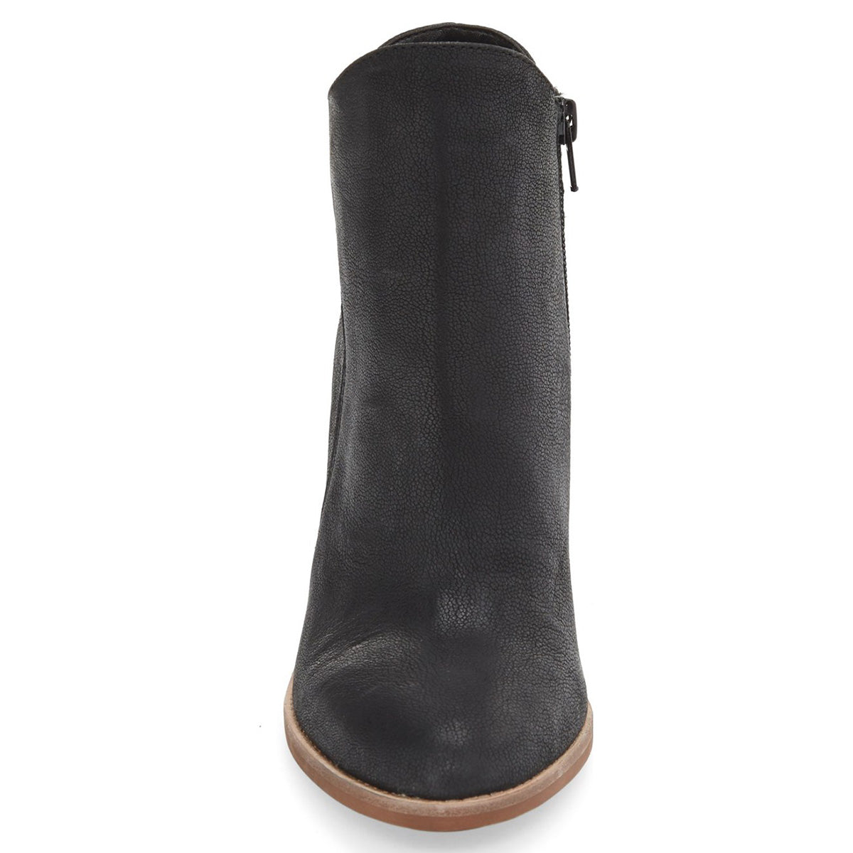 Black Almond Toe Zipper Back Lace Up Chunky Heel Ankle Boots