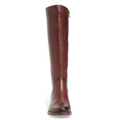 Brown Round Toe Back Lace-Up Vintage Knee High Boots for Women