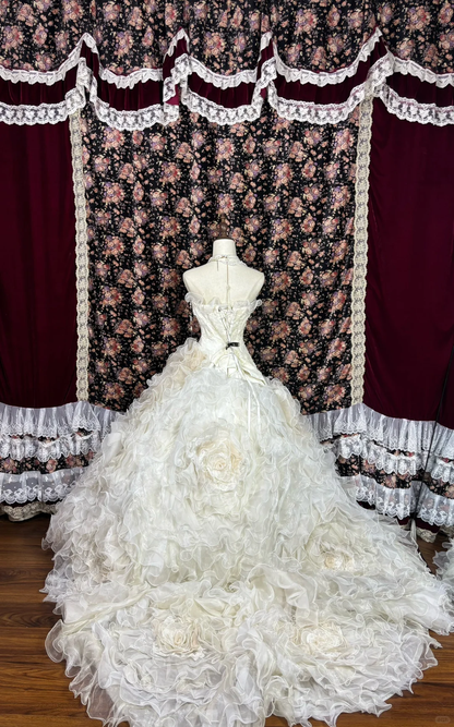 Elegant Ivory Tulle Strapless Pleated Sweet 16th Quinceanera A-Line Floor-length Evening Dress Prom Dress Ball Gown TP4259