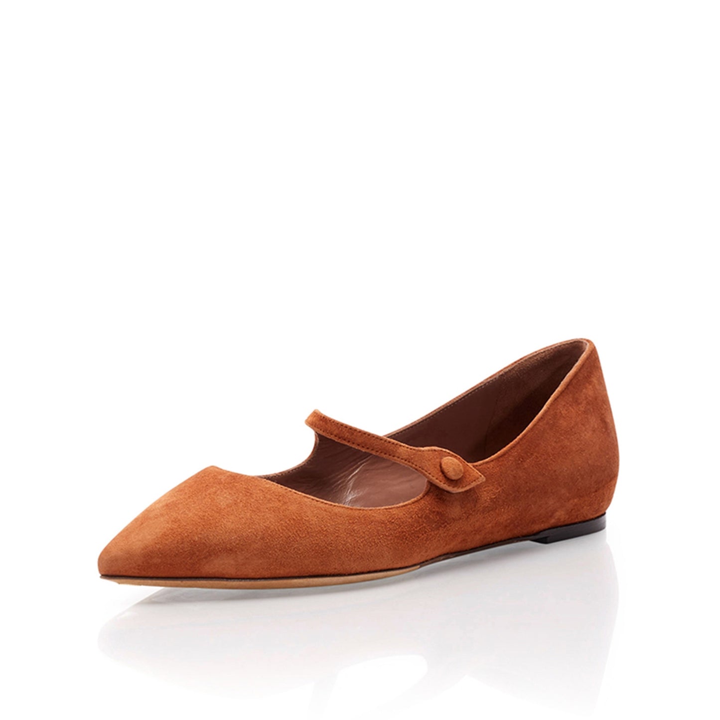 Vintage Tan Vegan Suede Pointed Toe Mary Jane Flats